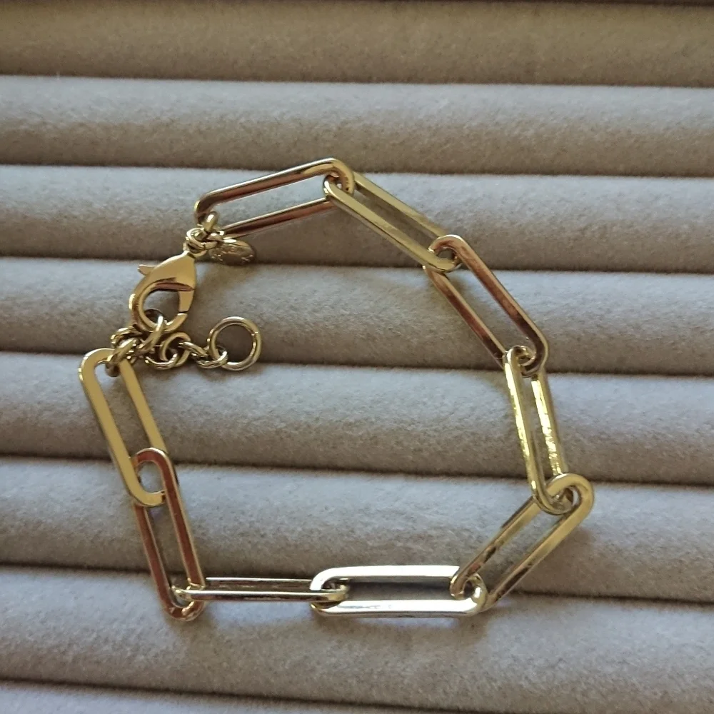 Elegant light Gold tone Paperclip Chain Chain Bracelet - Picture 5 of 6